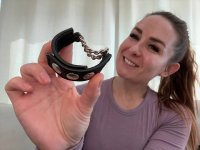 Cockstrap en cuir avec deux chaînes