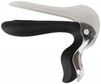 Bad Kitty Vibro-Spekulum mit LED – schwarz-transparent, geöffnet