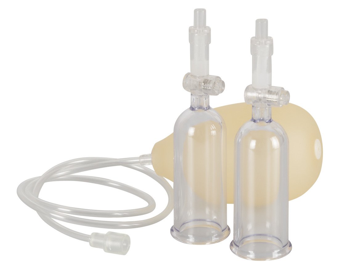 Pompe à clitoris avec deux coupelles d'aspiration