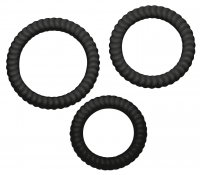 Aperçu: 3 anneaux de pénis avec structure cannelée de 2,6, 3,0 et 3,5 cm