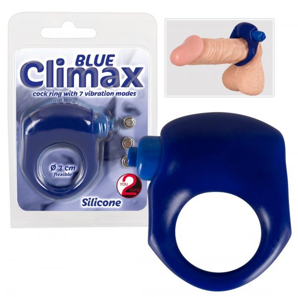 Penisring bleu avec 7 niveaux de vibration
