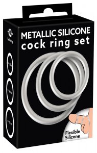 Kit d'anneaux péniens en silicone métallique