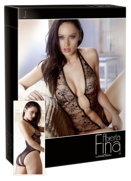 Body en dentelle noire avec détails scintillants