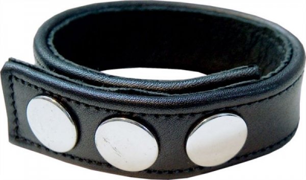 Bracelet en cuir noir avec boutons-pression