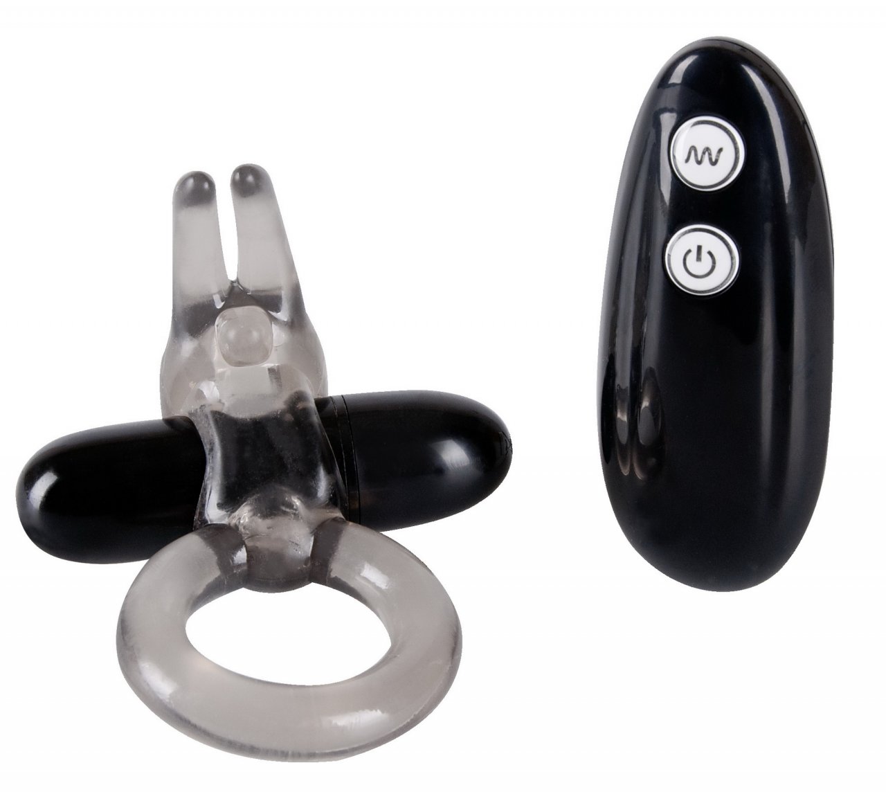Anneau pénien Ø 3 cm avec vibro-oeuf et bras irritant pour le clitoris