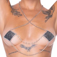 Aperçu: Bijoux de tétons en argent avec collier
