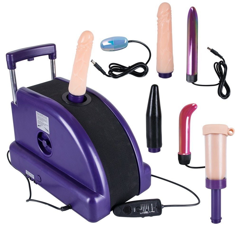 Machine à sexe haute performance avec éléments vibrants et trois embouts Machine à sexe haute performance avec éléments vibrants et trois embouts