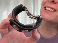 Aperçu: Cockstrap en cuir avec deux chaînes