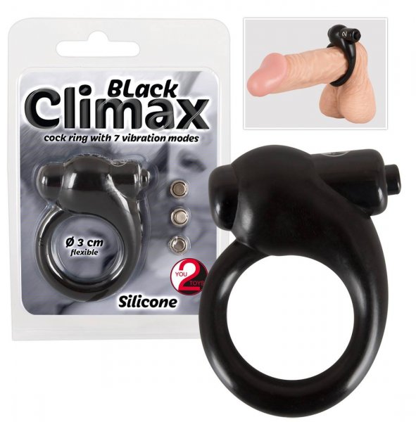 Penisring noir avec 7 niveaux de vibration