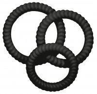 Aperçu: 3 anneaux de pénis avec structure cannelée de 2,6, 3,0 et 3,5 cm