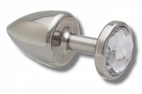 Aperçu: Buttplug 30 mm aus Edelstahl Kristall weiß