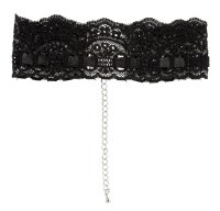 Aperçu: Collier de dentelle noire avec chaînes