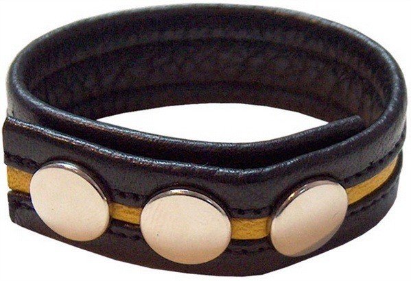 Bracelet en cuir avec bande jaune de taille universelle